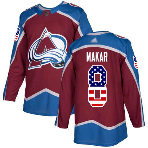 Cheap Adidas Colorado Avalanche 8 Cale Makar Burgundy Home Authentic USA Flag Stitched Youth NHL Jersey